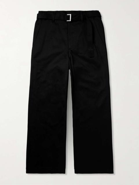 Straight-Leg Belted Cotton-Gabardine Trousers