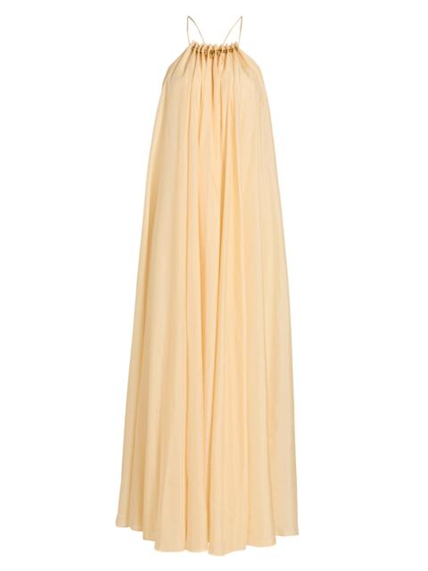 Women's Aster Gathered Bead Silk Maxi Dress - Cream