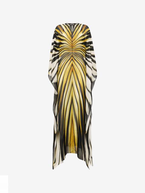 Ray Of Gold Print Silk Maxi Dress