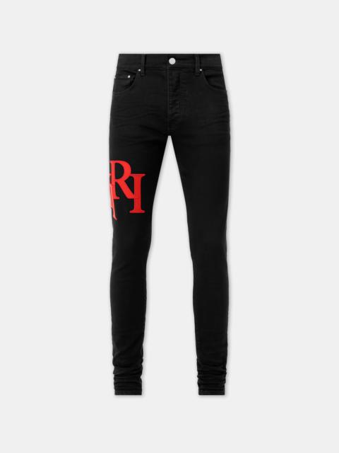 STAGGERED LOGO SKINNY JEAN- Black Red