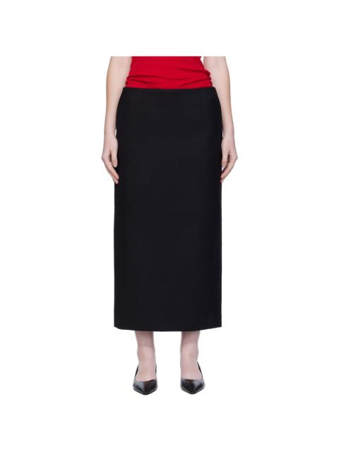 Black Silk Simple Maxi Skirt