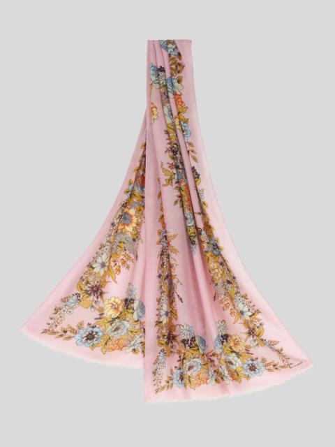 SCARF WITH PLACED BOUQUET PRINT
