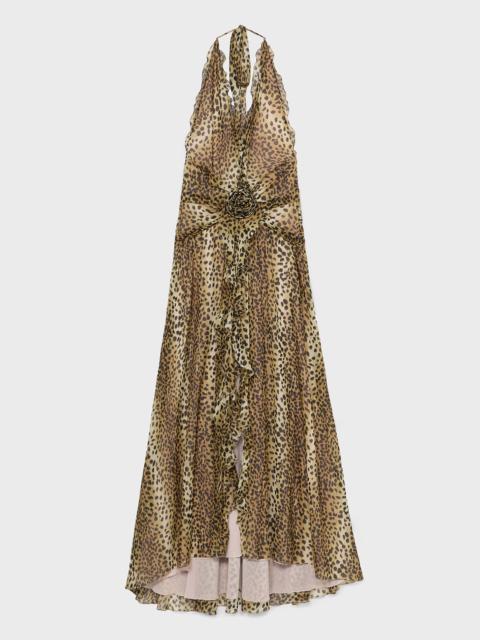 LONG DRESS IN GEORGETTE WITH ANIMALIER PRINT