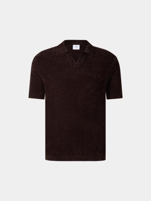 Finn knitted polo shirt in Dark brown