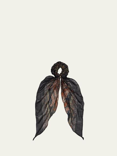Paisley-Print Silk Scrunchie