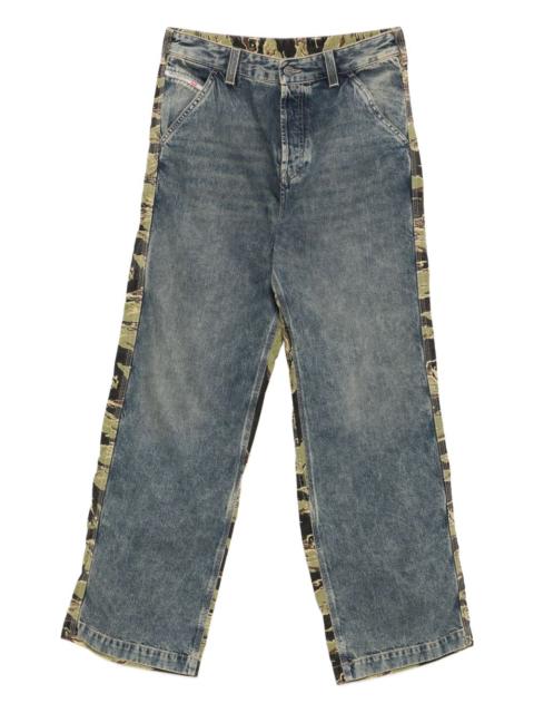 tiger-stripe panel jeans