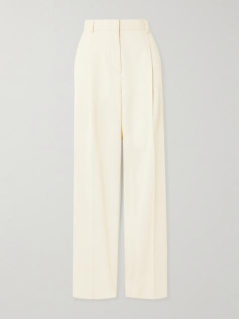 Pleated Twill Wide-leg Pants