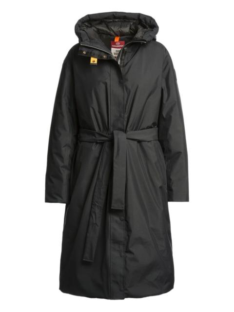 hooded belted coat
