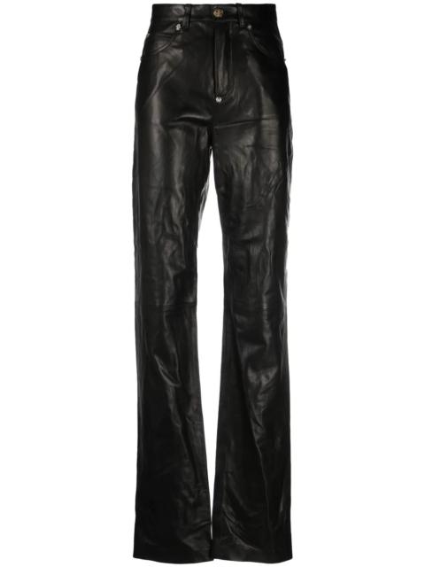 straight-leg lambskin trousers