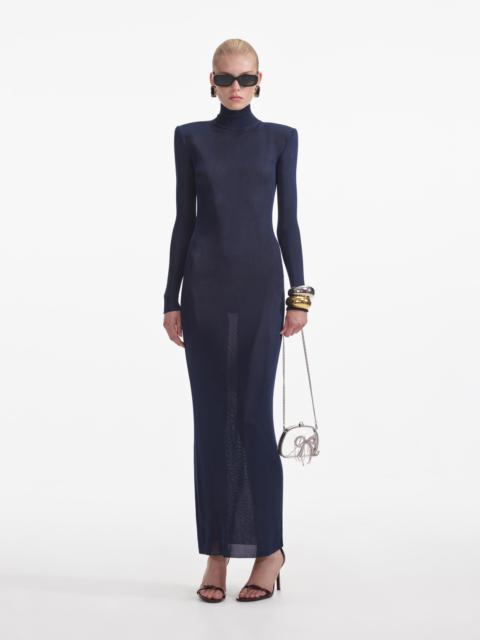 Navy Viscose Knit Maxi Dress