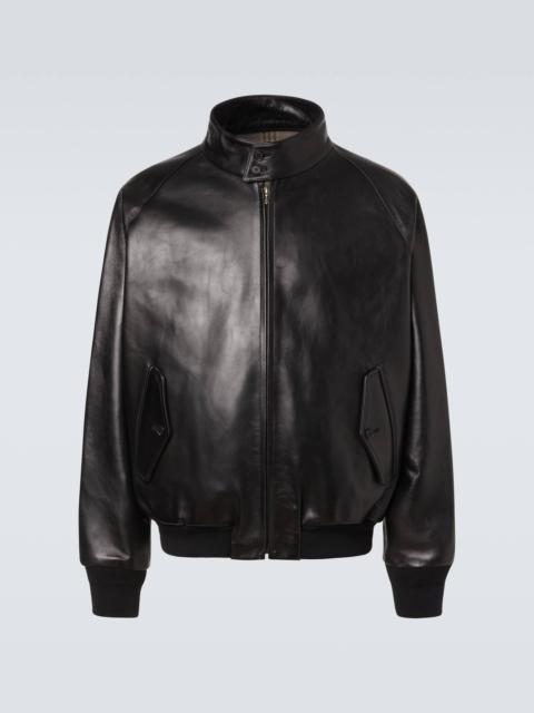 Leather bomber jacket