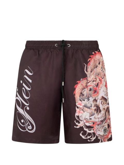 drago- print swim shorts