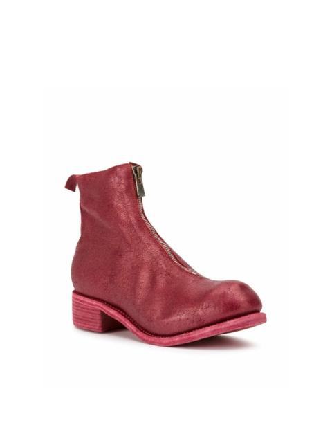 coated zip ankle boots