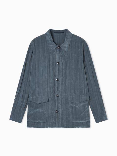 BLOUSON IN PLEATED LYOCELL AND NYLON CANVAS