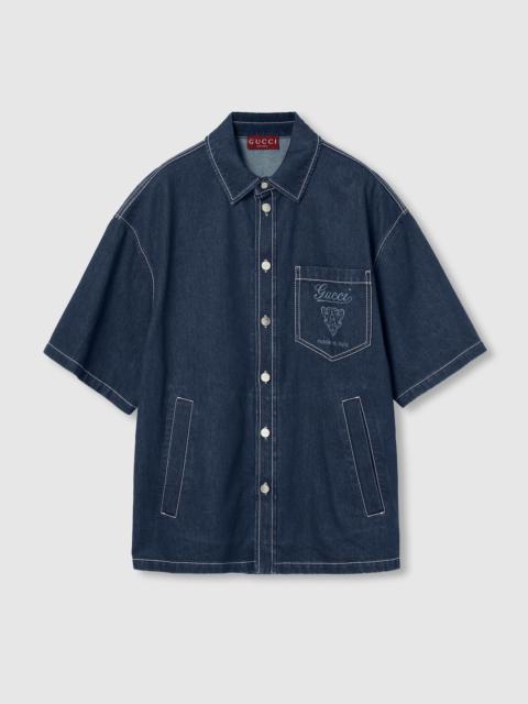 Lasered denim shirt