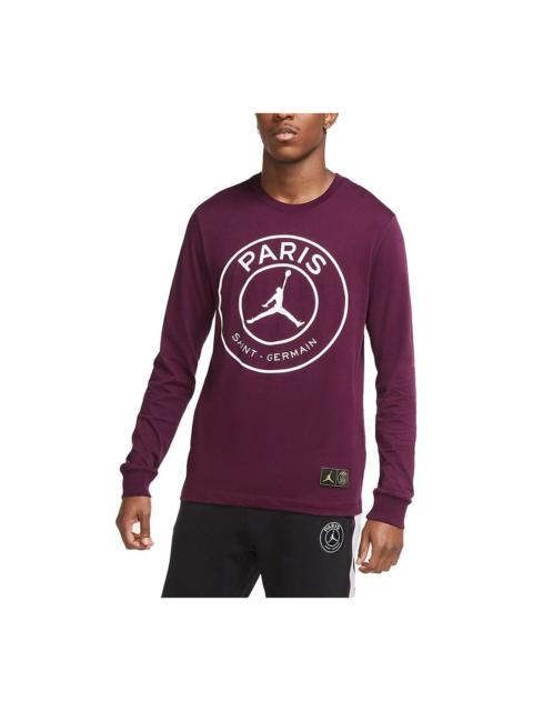 Air Jordan Paris Saint-Germain Round Neck Solid Color Alphabet Long Sleeves Red CK9782-610