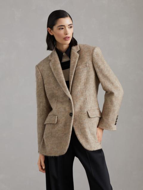 Mohair, wool and cashmere knit blazer with monili