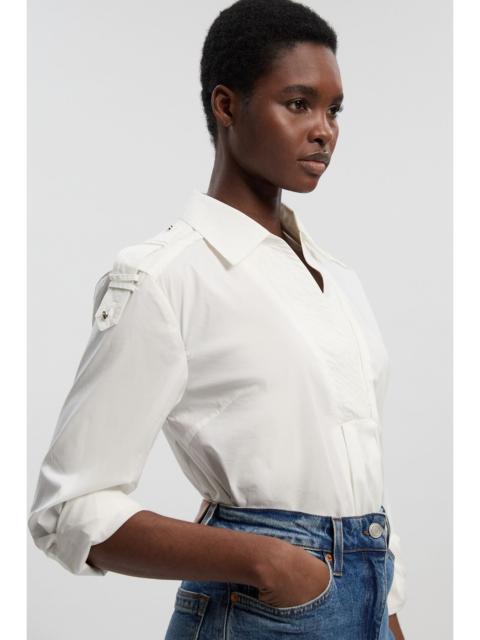 Boxy Cotton Placket Detail Woven Shirt