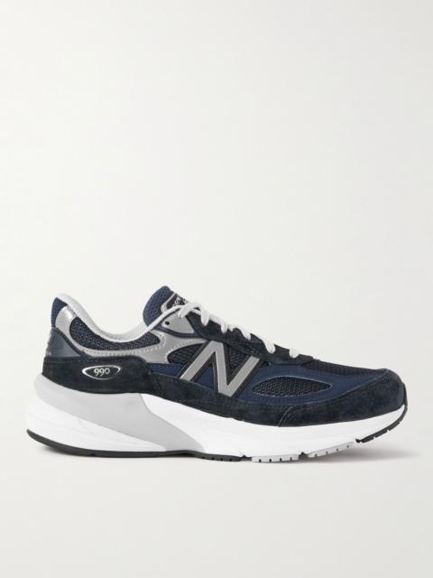990v6 Leather-Trimmed Suede and Mesh Sneakers Navy