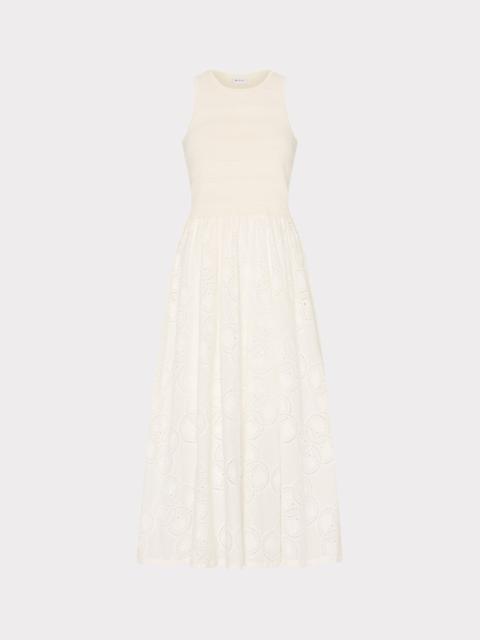 Geo Eyelet Knit Combo Midi Dress