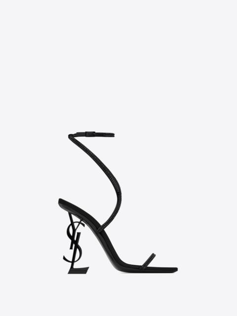 opyum sandals in crepe satin and rhinestones with black heel