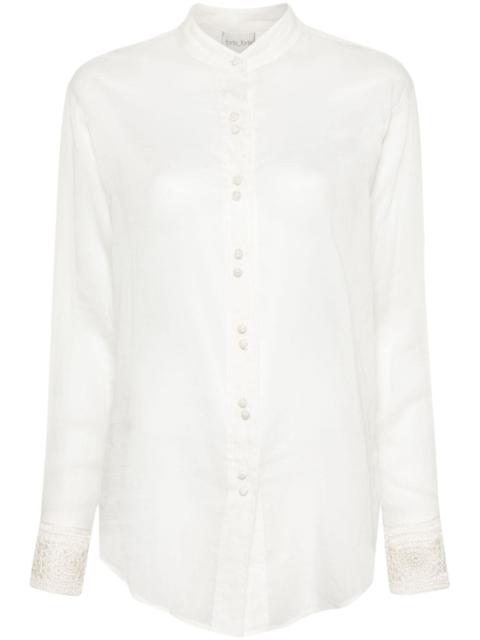 crochet-detail long-sleeve shirt