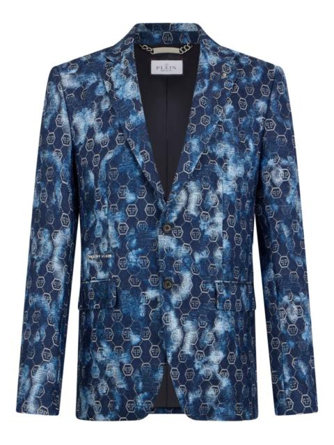 jacquard-monogram blazer