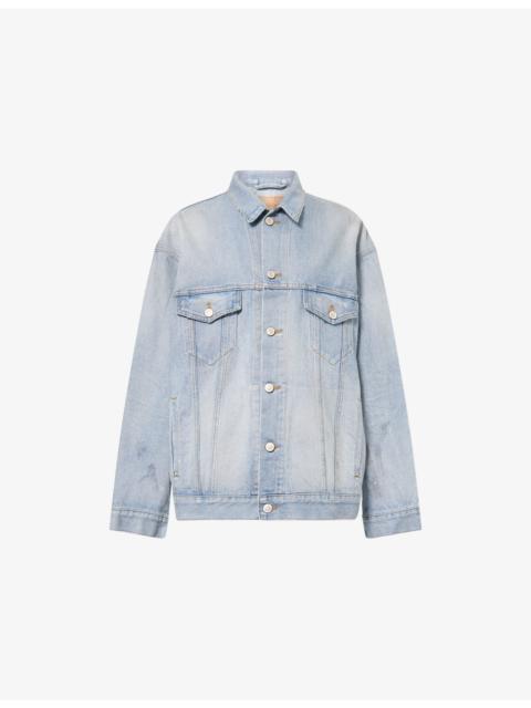 Logo-Print Oversized Denim Jacket