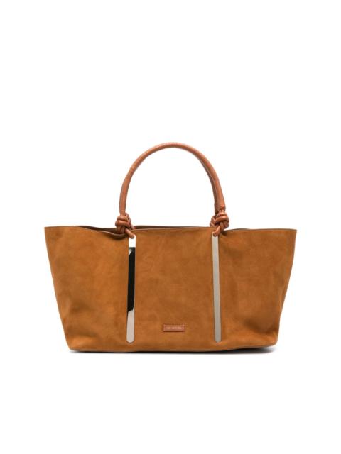 Muse knotted-handle suede tote bag