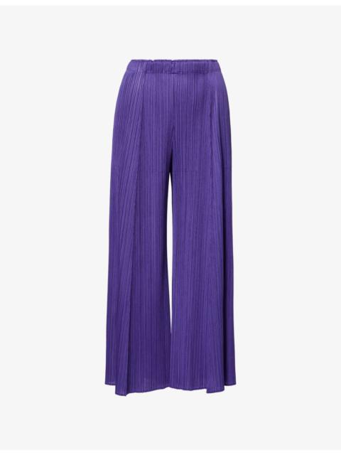 Pleat Wide-Leg Knitted Trousers
