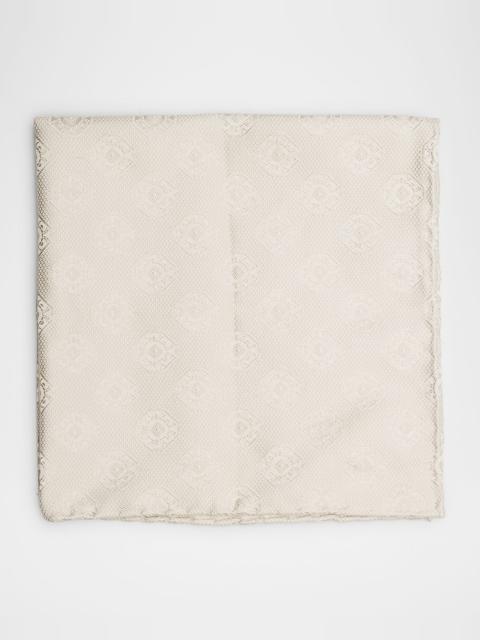 Men's Tonal Medallion Jacquard Silk Pocket Square