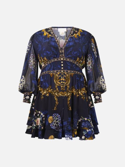 BUTTON FRONT FRILL DRESS