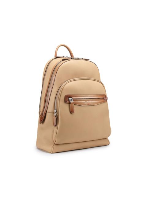 Beige tumbled leather backpack