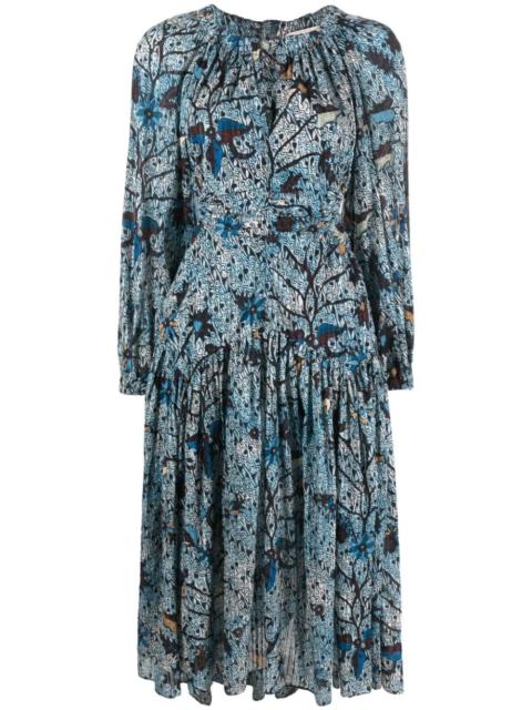 Helia batik cut-out midi dress