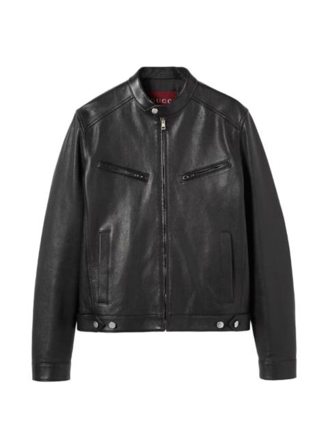 zip-up goat leather jacket