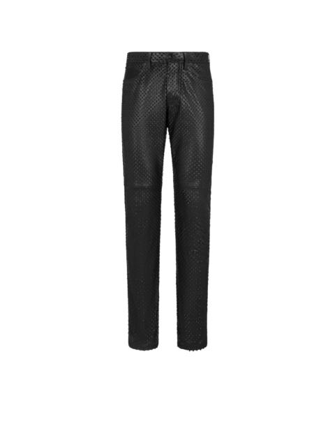 PERFORATED SOFT LEATHER 5 POCKET PANTS