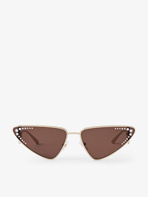Kristal
Pale Gold Cat Eye Sunglasses with Crystals