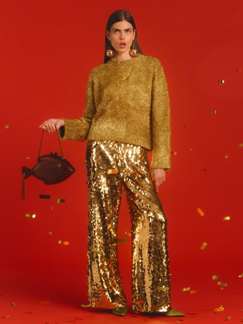 Nella Sequin Wide Leg Pant In Star Gold