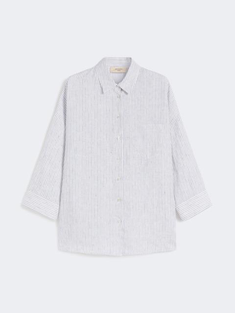 Striped linen canvas shirt - NAVY