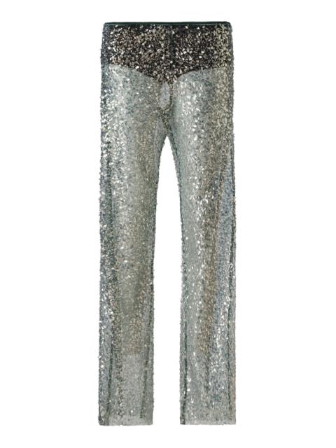 Alexium Sequined Wide-Leg Pants green
