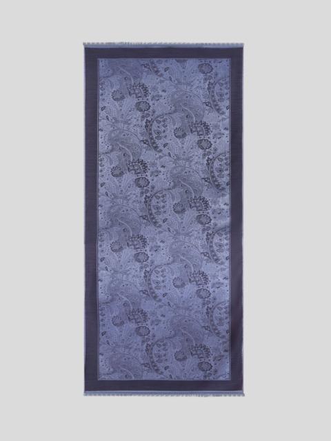 WOOL AND SILK JACQUARD SCARF WITH FLORAL PAISLEY MOTIF
