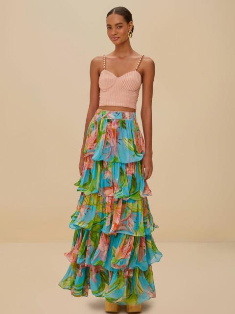 Blue Lily Bloom Maxi Skirt