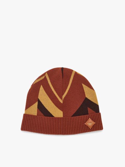 Mega Herringbone Beanie in Wool-Cashmere Jacquard