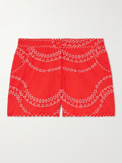 Drea Broderie Anglaise Cotton-blend Shorts