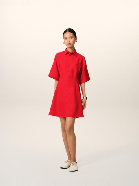 RED WOOL SHORT SLEEVE SHIRT DRESS