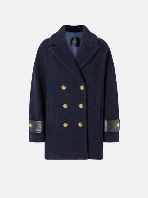 SHORT DOUBLE-BREASTED BOUCLÉ PEA COAT