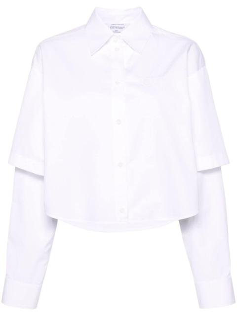 logo-embroidery layered cotton shirt
