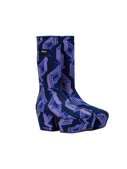 Jacquard knit platform boots