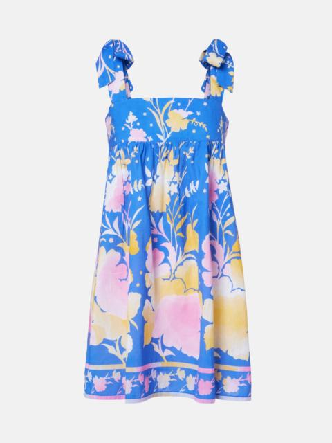 Floral cotton and linen minidress