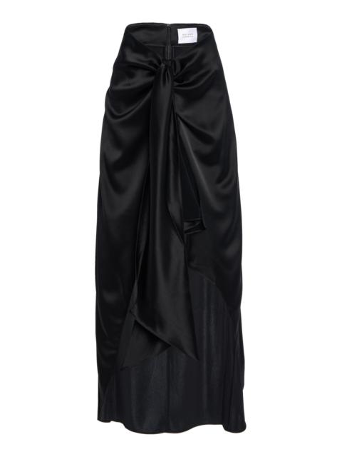 De Lovie Satin Maxi Wrap Skirt black